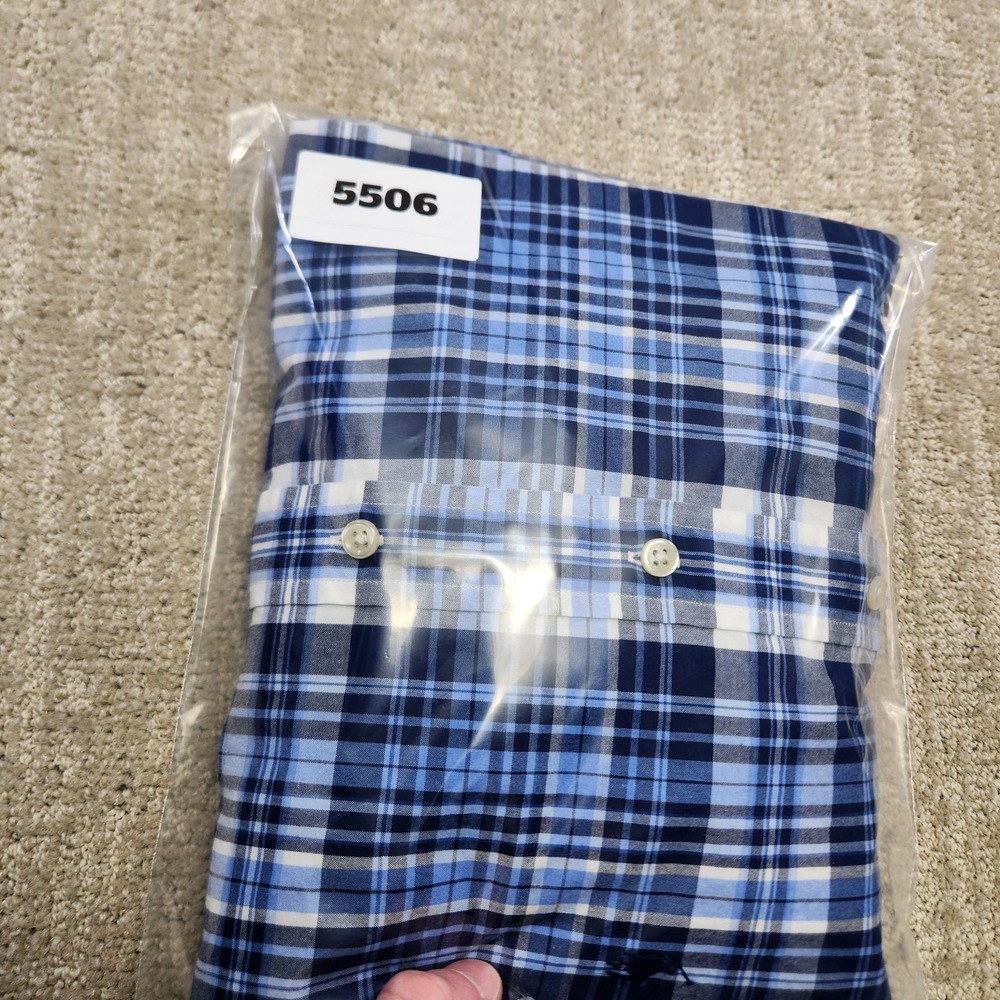 Polo Ralph Lauren Shirt Men XL‎ Blue Windowpane Plaid Button Down Poplin Cotton - Picture 9 of 9